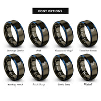 font options for inside engraving on gunmetal & blue stereo microscope rings
