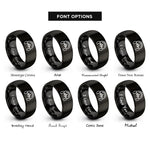 font options for inside engraving on black stereo waveform headphones rings