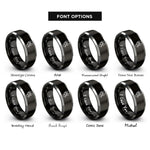 font options for inside engraving on black & silver stethoscope around paw rings