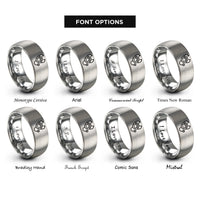 font options for inside engraving on silver stethoscope around paw rings