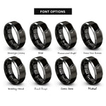 font options for inside engraving on black & silver stethoscope rings