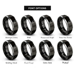 font options for inside engraving on black & silver stethoscope rings