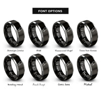font options for inside engraving on black & silver stethoscope rings