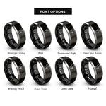 font options for inside engraving on black & grey stethoscope rings