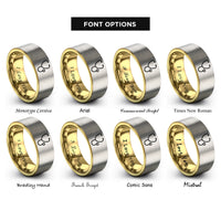font options for inside engraving on gold & gray stethoscope rings