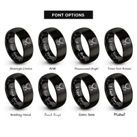 font options for inside engraving on black stethoscope heart rings