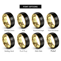 font options for inside engraving on black & gold stethoscope heartbeat rings