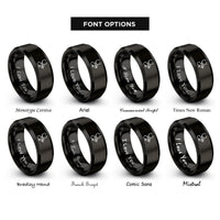font options for inside engraving on black stethoscope heartbeat rings