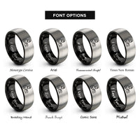 font options for inside engraving on black & gray stick welder rings