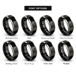 font options for inside engraving on black & silver stick welder rings