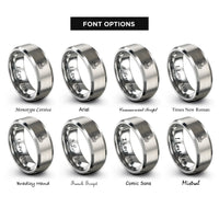 font options for inside engraving on grey stillness lotus rings