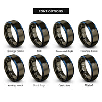 font options for inside engraving on gunmetal & blue stillness lotus rings