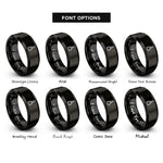 font options for inside engraving on black stirrup leather strap rings