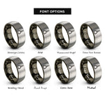 font options for inside engraving on gunmetal & gray stirrup leather strap rings