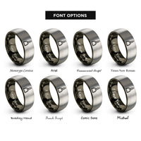 font options for inside engraving on gunmetal & gray stirrup leather strap rings