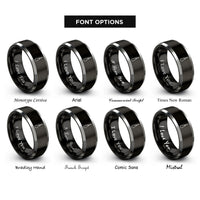 font options for inside engraving on black & grey stitching awl rings