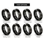 font options for inside engraving on black & gray stitching pony rings
