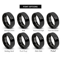 font options for inside engraving on black stitching pony rings