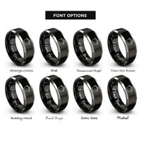 font options for inside engraving on black & grey stock pot rings