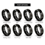 font options for inside engraving on black & silver stocking rings