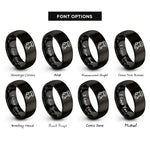 font options for inside engraving on black stocking rings