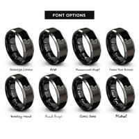 font options for inside engraving on black & grey stomach rings