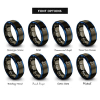 font options for inside engraving on gunmetal & blue stomach rings