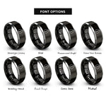 font options for inside engraving on black & gray stone icon crack rings