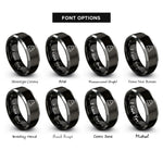 font options for inside engraving on black & silver stone stack rings