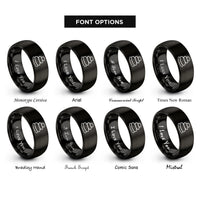 font options for inside engraving on black stone stack rings