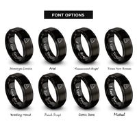 font options for inside engraving on black stone stack rings