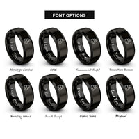 font options for inside engraving on black stone stack rings