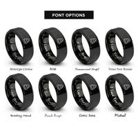 font options for inside engraving on black stone stack rings