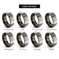 font options for inside engraving on gunmetal & silver stone stack rings