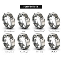 font options for inside engraving on grey stop icon rings