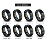 font options for inside engraving on gunmetal & blue stop icon rings