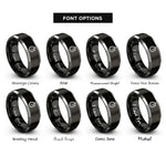 font options for inside engraving on black & gray stopwatch rings