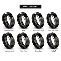 font options for inside engraving on black & gray stopwatch rings