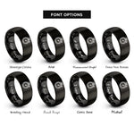 font options for inside engraving on black stopwatch rings