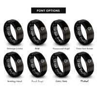 font options for inside engraving on black stopwatch rings