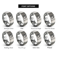font options for inside engraving on grey stopwatch rings
