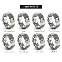 font options for inside engraving on gray stopwatch rings