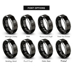 font options for inside engraving on black & silver storefront rings