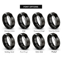 font options for inside engraving on black & silver storefront rings
