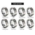 font options for inside engraving on gray storefront rings