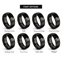 font options for inside engraving on black stork bundle rings