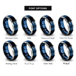font options for inside engraving on blue & gray storm lightning rings