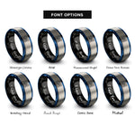 font options for inside engraving on black & blue & grey stormy sea rings