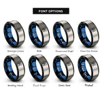 font options for inside engraving on black & blue & gray stormy sea rings