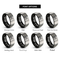 font options for inside engraving on black & grey stormy sea rings